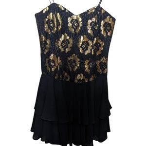 Late Edition Black & Gold Ruffle Dress, Size 5-6 ✨ Glam Party Look!